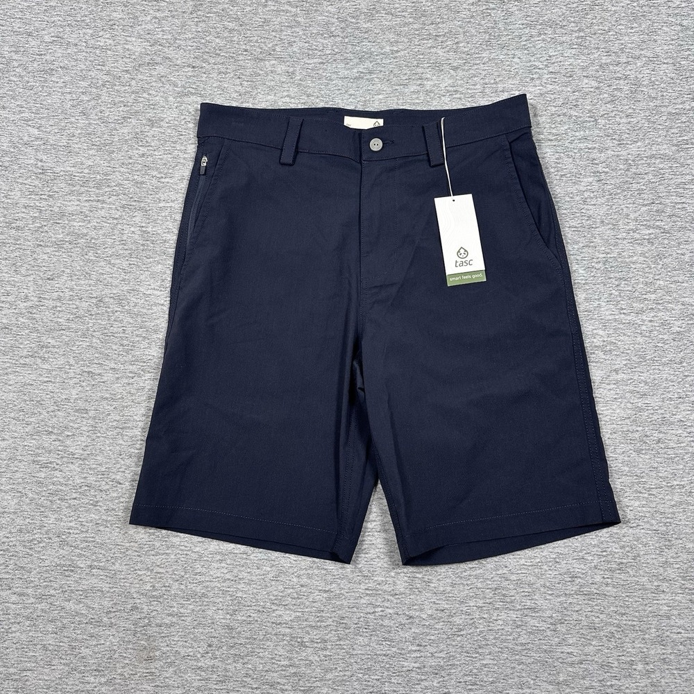 Tasc Motion Shorts Mens Size 30 Navy Blue 9'' Tailored Breathable Outdoor Travel